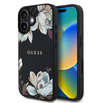 Guess PU Grained Magnolia MagSafe Zadní Kryt pro iPhone 16 Black