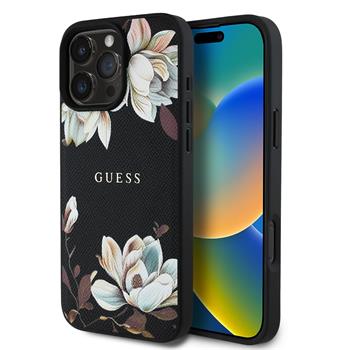 Guess PU Grained Magnolia MagSafe Zadní Kryt pro iPhone 16 Pro Max Black