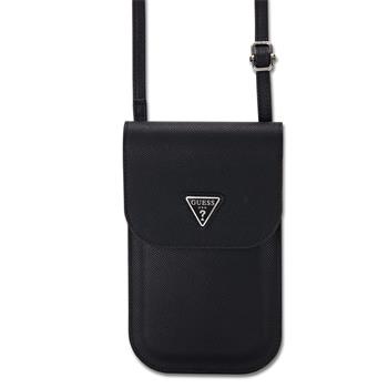 Guess PU Grained Triangle Logo Taška na Telefon Black