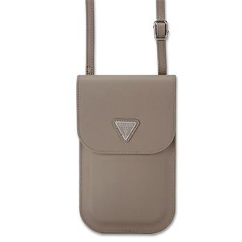 Guess PU Grained Triangle Logo Taška na Telefon Brown