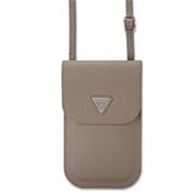 Guess PU Grained Triangle Logo Taška na Telefon Brown