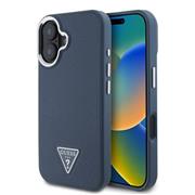 Guess PU Grained Triangle Logo Zadní Kryt pro iPhone 16 Blue