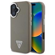 Guess PU Grained Triangle Logo Zadní Kryt pro iPhone 16 Brown