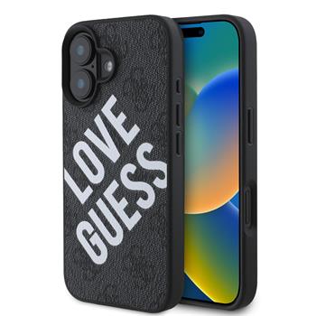 Guess PU Leather 4G Big Love Logo MagSafe Zadní Kryt pro iPhone 16 Black