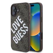 Guess PU Leather 4G Big Love Logo MagSafe Zadní Kryt pro iPhone 16 Brown