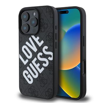 Guess PU Leather 4G Big Love Logo MagSafe Zadní Kryt pro iPhone 16 Pro Black