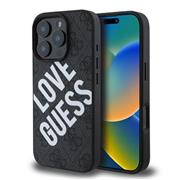 Guess PU Leather 4G Big Love Logo MagSafe Zadní Kryt pro iPhone 16 Pro Black