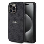 Guess PU Leather 4G Colored Ring MagSafe Zadní Kryt pro iPhone 15 Pro Max Black