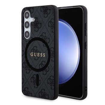 Guess PU Leather 4G Colored Ring MagSafe Zadní Kryt pro Samsung Galaxy S24+ Black