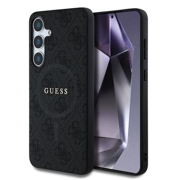 Guess PU Leather 4G Colored Ring MagSafe Zadní Kryt pro Samsung Galaxy S25 Black