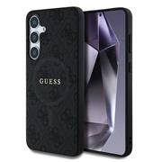 Guess PU Leather 4G Colored Ring MagSafe Zadní Kryt pro Samsung Galaxy S25 Black