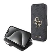 Guess PU Leather 4G Metal Logo Book Pouzdro pro iPhone 15 Grey