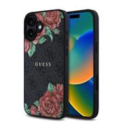 Guess PU Leather 4G Roses MagSafe Zadní Kryt pro iPhone 16 Black