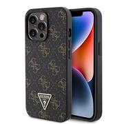 Guess PU Leather 4G Triangle Metal Logo Zadní Kryt pro iPhone 13 Pro Black