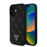 Guess PU Leather 4G Triangle Metal Logo Zadní Kryt pro iPhone 16 Black