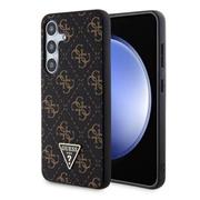 Guess PU Leather 4G Triangle Metal Logo Zadní Kryt pro Samsung Galaxy S24+ Black