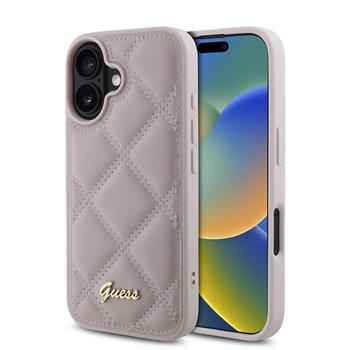 Guess PU Leather Quilted Zadní Kryt pro iPhone 16 Pink