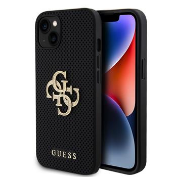 Guess PU Perforated 4G Glitter Metal Logo Zadní Kryt pro iPhone 15 Black