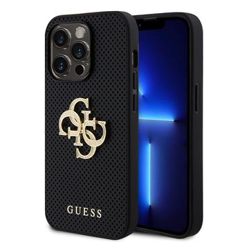 Guess PU Perforated 4G Glitter Metal Logo Zadní Kryt pro iPhone 15 Pro Black