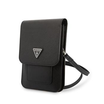 Guess PU Saffiano Triangle Logo Taška na Telefon Black