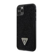 Guess Rhinestones Triangle Metal Logo Kryt pro iPhone 11 Pro Black