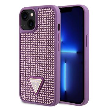 Guess Rhinestones Triangle Metal Logo Kryt pro iPhone 13 Purple