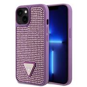 Guess Rhinestones Triangle Metal Logo Kryt pro iPhone 13 Purple