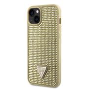 Guess Rhinestones Triangle Metal Logo Kryt pro iPhone 14 Gold