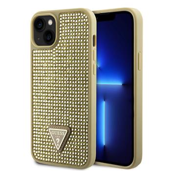 Guess Rhinestones Triangle Metal Logo Kryt pro iPhone 15 Gold