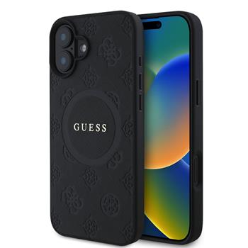 Guess Saffiano Peony Stamp MagSafe Zadní Kryt pro iPhone 16 Black