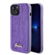 Guess Sequin Script Logo Zadní Kryt pro iPhone 15 Purple