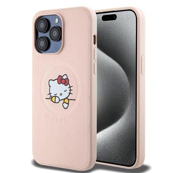 Hello Kitty PU Kitty Asleep Logo MagSafe Zadní Kryt pro iPhone 15 Pro Max Pink