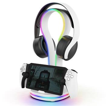 iPega P5P23 Nabíjecí RGB Stojan pro Playstation Portal Remote Player s Držákem na Sluchátka White