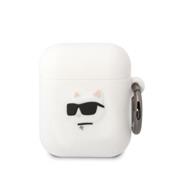 Karl Lagerfeld 3D Logo NFT Choupette Head Silikonové Pouzdro pro Airpods 1/2 White