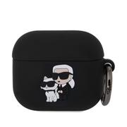 Karl Lagerfeld 3D Logo NFT Karl and Choupette Silikonové Pouzdro pro AirPods 3 Black