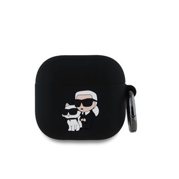 Karl Lagerfeld 3D Logo NFT Karl and Choupette Silikonové Pouzdro pro AirPods 4 Black