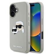 Karl Lagerfeld 3D Rubber Double Heads Zadní Kryt pro iPhone 16 Beige