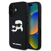 Karl Lagerfeld 3D Rubber Double Heads Zadní Kryt pro iPhone 16 Black