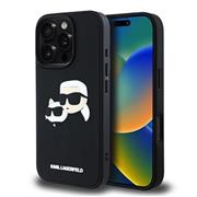 Karl Lagerfeld 3D Rubber Double Heads Zadní Kryt pro iPhone 16 Pro Black