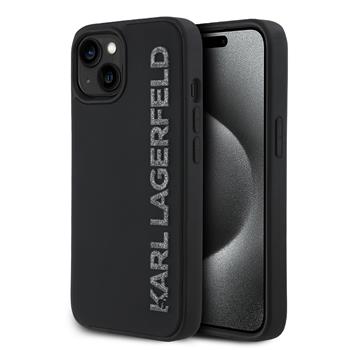 Karl Lagerfeld 3D Rubber Glitter Logo Zadní Kryt pro iPhone 13 Black