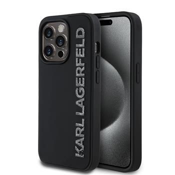 Karl Lagerfeld 3D Rubber Glitter Logo Zadní Kryt pro iPhone 13 Pro Black