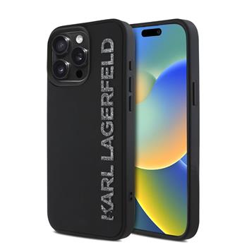 Karl Lagerfeld 3D Rubber Glitter Logo Zadní Kryt pro iPhone 15 Pro Black