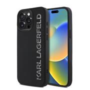 Karl Lagerfeld 3D Rubber Glitter Logo Zadní Kryt pro iPhone 15 Pro Black