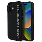 Karl Lagerfeld 3D Rubber Glitter Logo Zadní Kryt pro iPhone 16 Black