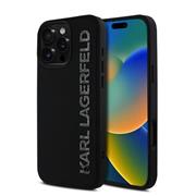 Karl Lagerfeld 3D Rubber Glitter Logo Zadní Kryt pro iPhone 16 Pro Black