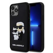 Karl Lagerfeld 3D Rubber Karl and Choupette Zadní Kryt pro iPhone 12/12 Pro Black