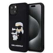Karl Lagerfeld 3D Rubber Karl and Choupette Zadní Kryt pro iPhone 14 Black