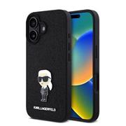 Karl Lagerfeld Fixed Glitter Metal Ikonik Zadní Kryt pro iPhone 16 Black