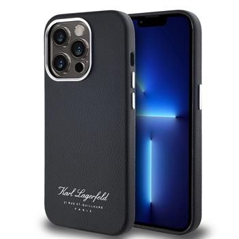 Karl Lagerfeld Grained PU Hotel RSG Zadní Kryt pro iPhone 13 Pro Black