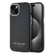 Karl Lagerfeld Grained PU Hotel RSG Zadní Kryt pro iPhone 15 Black